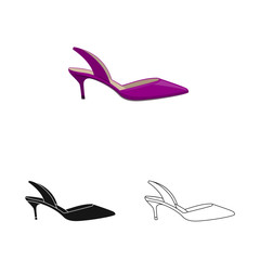 Isolated object of footwear and woman icon. Set of footwear and foot stock symbol for web.