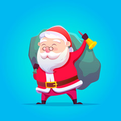 Cartoon Santa Claus. Vector illustration. Merry Christmas. Postcard.