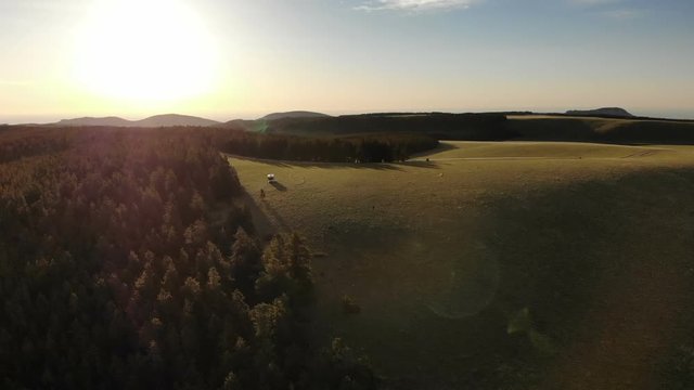 Beautiful landscape near the Yellowstone National park in Wyoming USA from above. Aerial view drone shot
