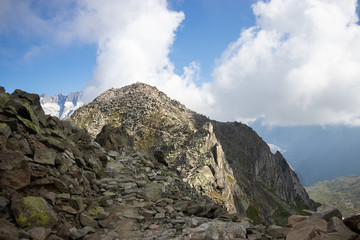 Fototapeta na wymiar hiking trail leading to famous Aletsch glacier in Valais, Switzerland