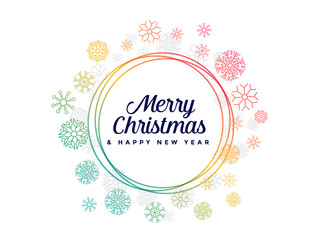 colorful snowflakes frame for merry christmas