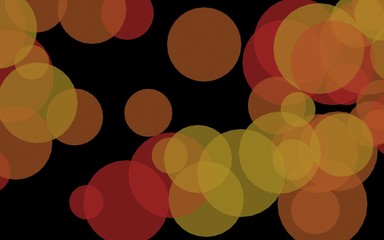 Multicolored translucent circles on a dark background. Pink tones. 3D illustration