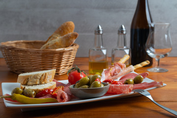 antipasto on a white dish