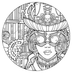 Fototapeta premium Girl in a steampunk style suit