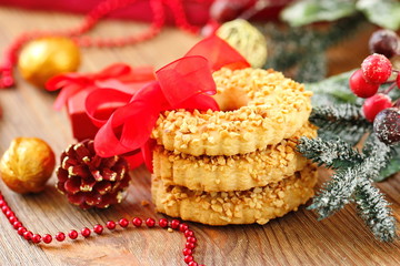 Christmas cookies with festive decoration
