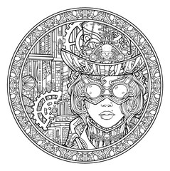 Girl in a steampunk style suit