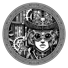 Girl in a steampunk style suit