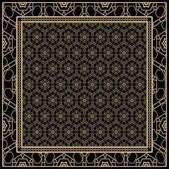 Obraz premium Geometric Pattern with hand-drawing floral ornament. illustration. For fabric, textile, bandana, scarg, print.
