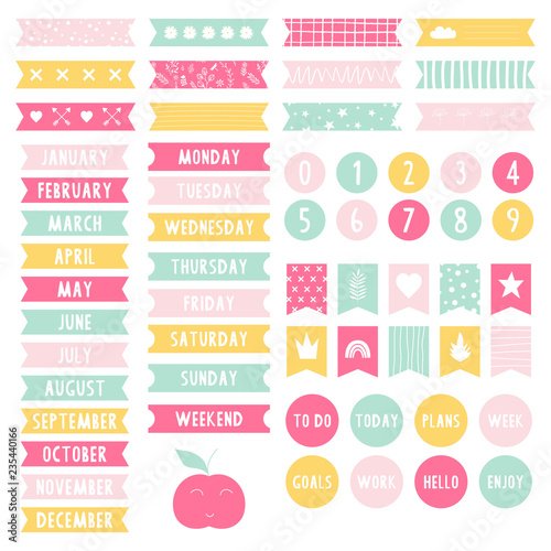 set of stickers for planner weekly to do list scrapbook elements