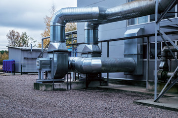 Side view of the modern high capacity industrial ventilation fans