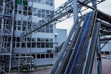 Electric wires installed on the construction, special ramp.