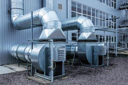 Side view of the modern high capacity industrial ventilation fans