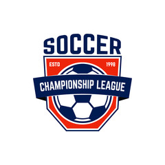 Soccer, football emblem. Design element for logo, label, emblem, sign.