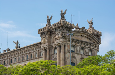 Obraz premium Barcelona, Spain. The monumental building of the port customs is one of Barcelona's notable attractions.