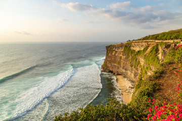 View of Uluwatu temple of top of the cliff, in Uluwatu, Bali, Indonesia