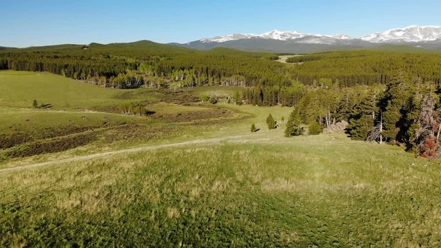 Beautiful landscape near the Yellowstone National park in Wyoming USA from above. Aerial view drone shot
