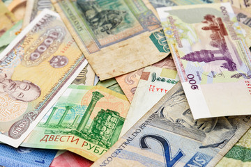 Cash money from different countries background