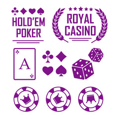 Poker club and casino vector sign set