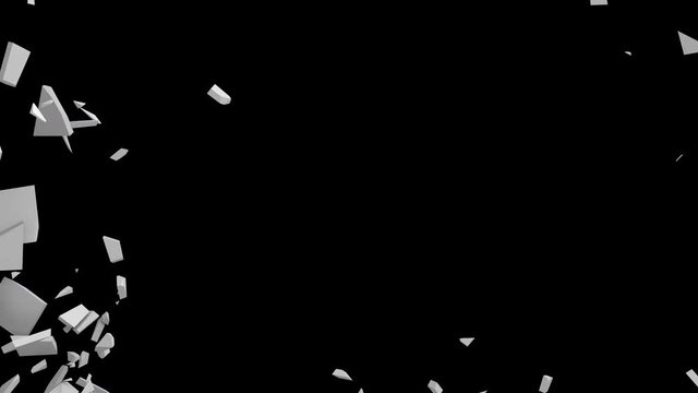 Abstract 3d rendering of cracked surface. Modern animated cgi background design. Wall destruction, 4k video with alpha matte