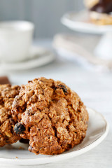 Oatmeal cookies on the table.