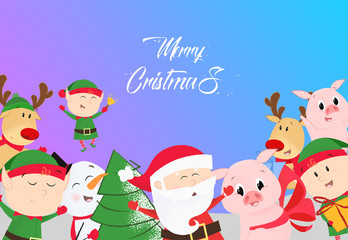 Obraz na płótnie Canvas Merry Christmas gradient purple greeting card design