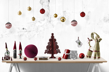 Weihnachtszeit / Weihnachtliche Tischdeko mit Weihnachtskugeln