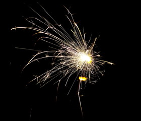 Sparkler isolated on black background with clipping path