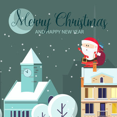 Merry Christmas and Happy New Year with white chapel poster design
