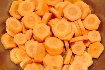 Chopped carrot in a bowl
