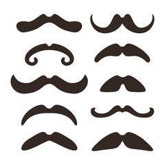Set of different mustaches. Vector illustration.