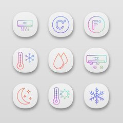 Air conditioning app icons set