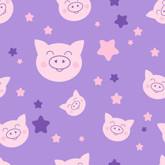 seamless pattern with cute pigs