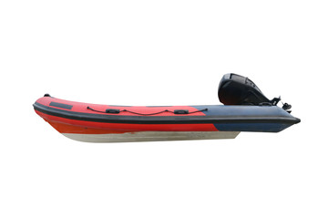 Naklejka premium red inflatable boat isolated on white background