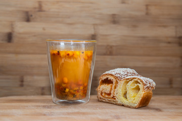 sea buckthorn and orange tea with strudel