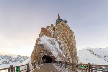 Aiguille du Midi in the French Alps above Chamonix taken using awith a Samyang 8mm Fisheye lens and canon camera