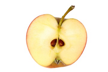 Sliced ripe apple on white background