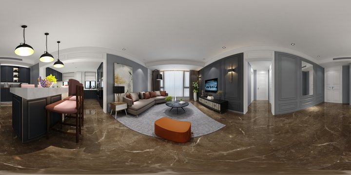 360 degrees home interior living room
