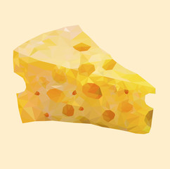 Isolated low poly cheese on white background,food vector,trans fat