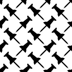 Drawing Pin Icon Seamless Pattern, Push Pin Seamless Pattern