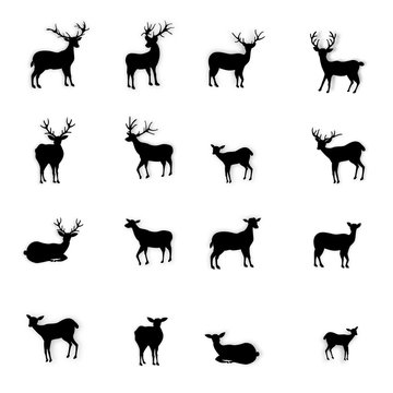 Paper cut of silhouette deers and raindeers isolated on white background as montage merry christmas , compose xmas festival and happy new year concept. vector illustration