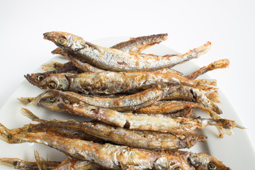 Ca linh chien (linh fried fish). This type of fish is famous in Mekong delta, Vietnam. It is eaten along with fish sauce. It can be fermented as well.