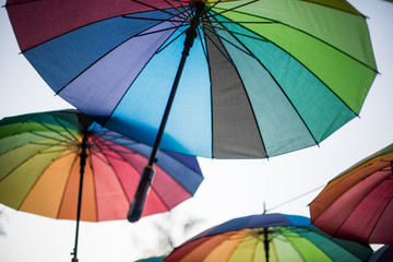 Multicolored umbrella detail