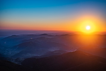 Dawn in the mountain town