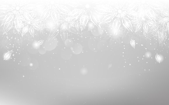 Snowflakes silver, Christmas winter holiday, elegant ornament, abstract background vector illustration