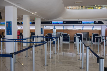 NAPLES, ITALY - 04 November, 2018. Check-in Desk  in international aeroport of Naples
