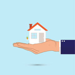 Hand holding house vector illustration