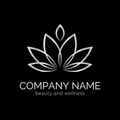 Vector logo template for SPA salon, cosmetology room, massage, boutique hotel, wellness centre. Illustration of lotus. Logotype for yoga club. EPS10.