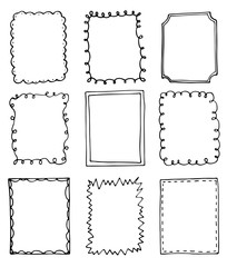 set of hand-drawn doodle frames