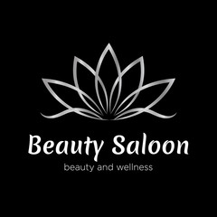 Vector logo template for SPA salon, cosmetology room, massage, boutique hotel, wellness centre. Illustration of lotus in silver color. EPS10.
