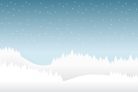 Snow and winter season background with forest landscape